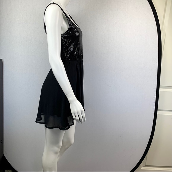 Sequin Ballerina Skate Chiffon Little Black Dress - Picture 11 of 14